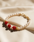 Rose Hand-Knotted Pearl Bracelet