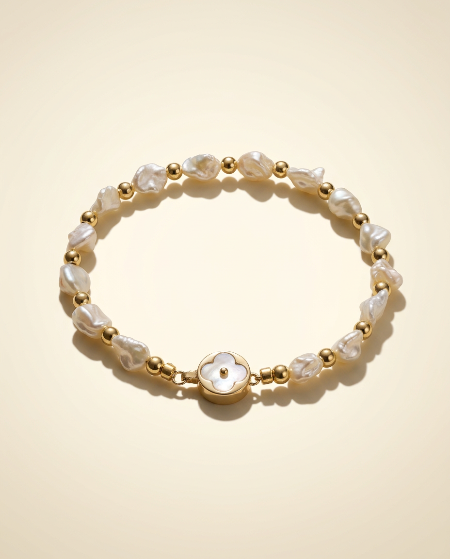 White Keshi Pearl Bracelet
