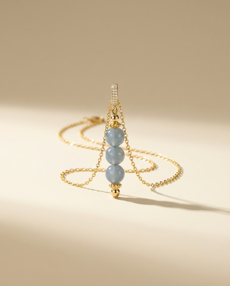 Polished Aquamarine Jade Pendant Set