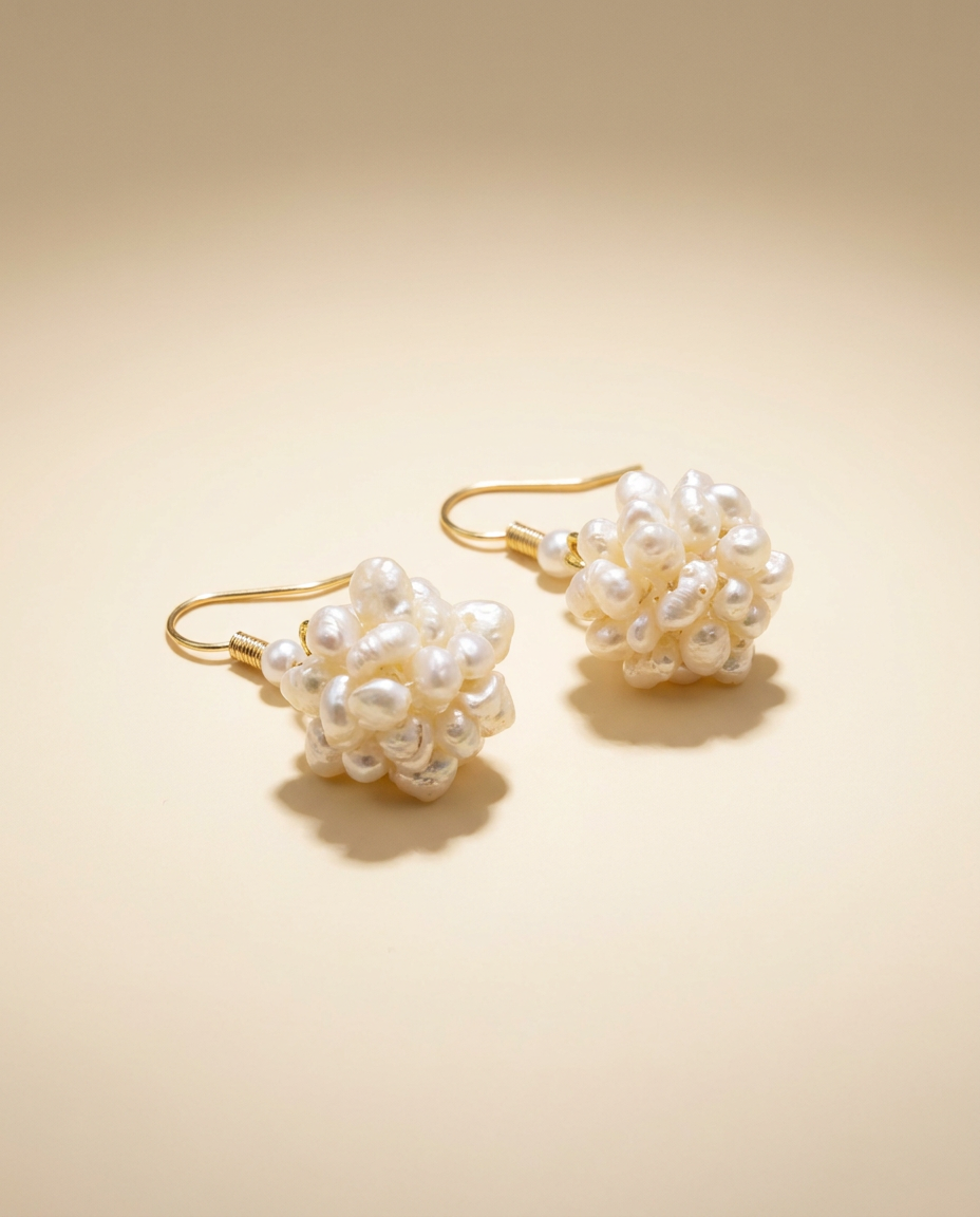 Snowball Freshwater Pearl Earrings