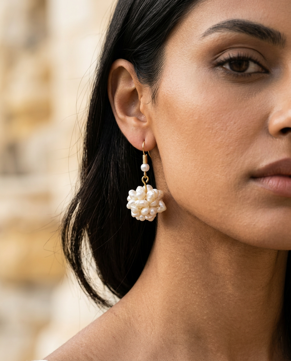 Snowball Freshwater Pearl Earrings
