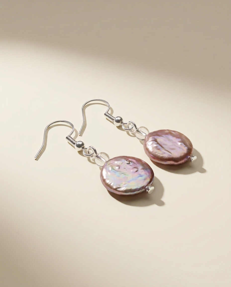 Shimmering Lavender Coin Pearl Necklace Set
