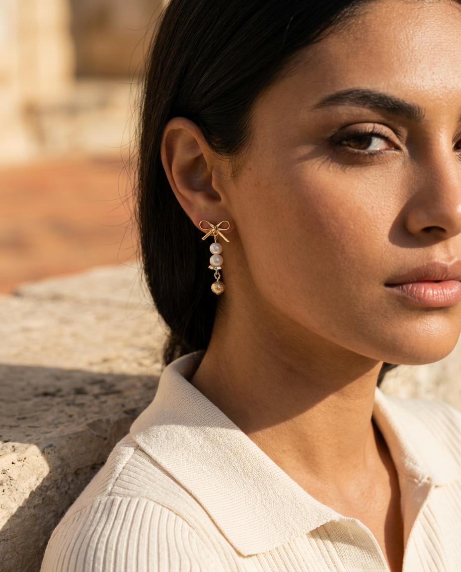 Golden Pearl Earrings