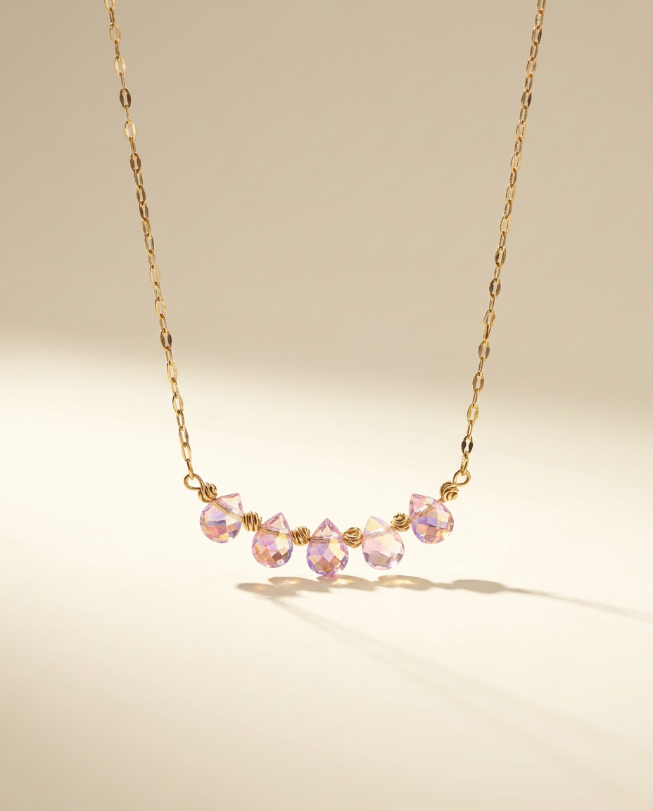Pink Pear Crystal Pendant