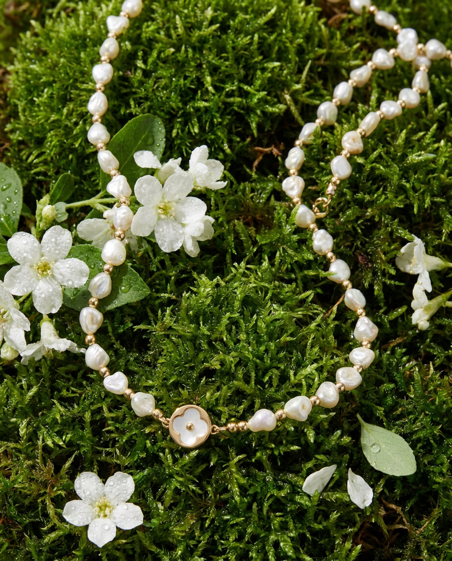 White Keshi Pearl Necklace