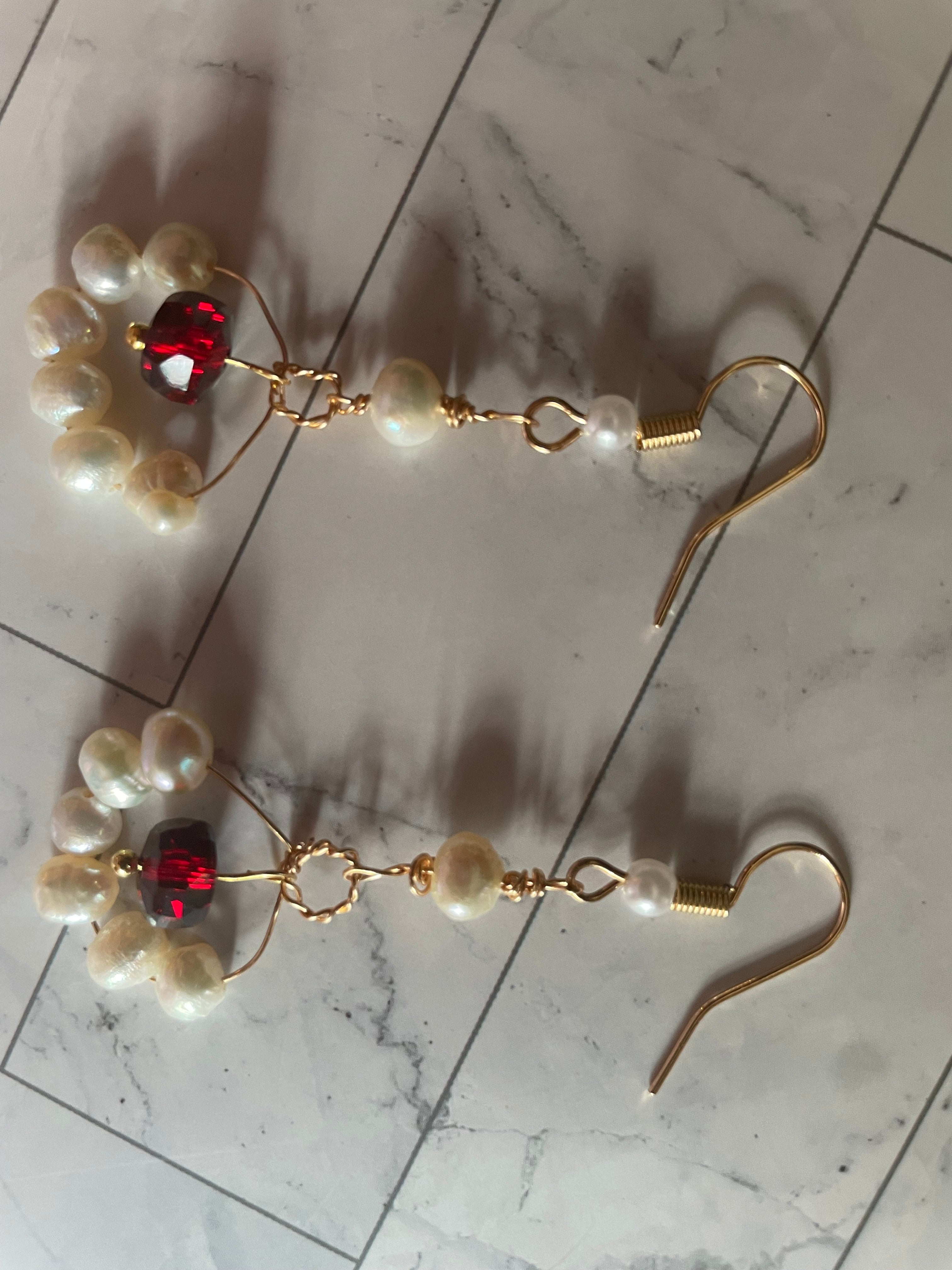 Pearl Fan Drop Earrings