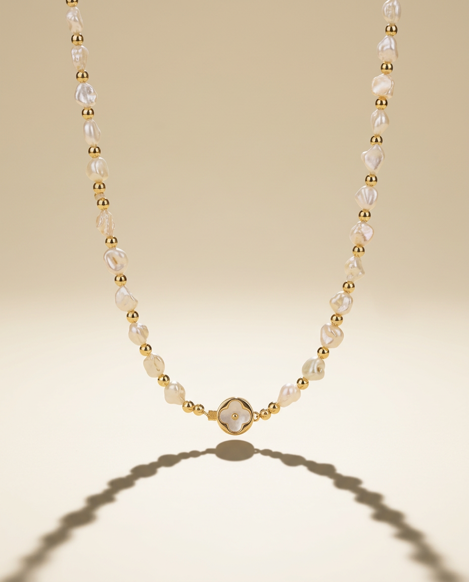 White Keshi Pearl Necklace