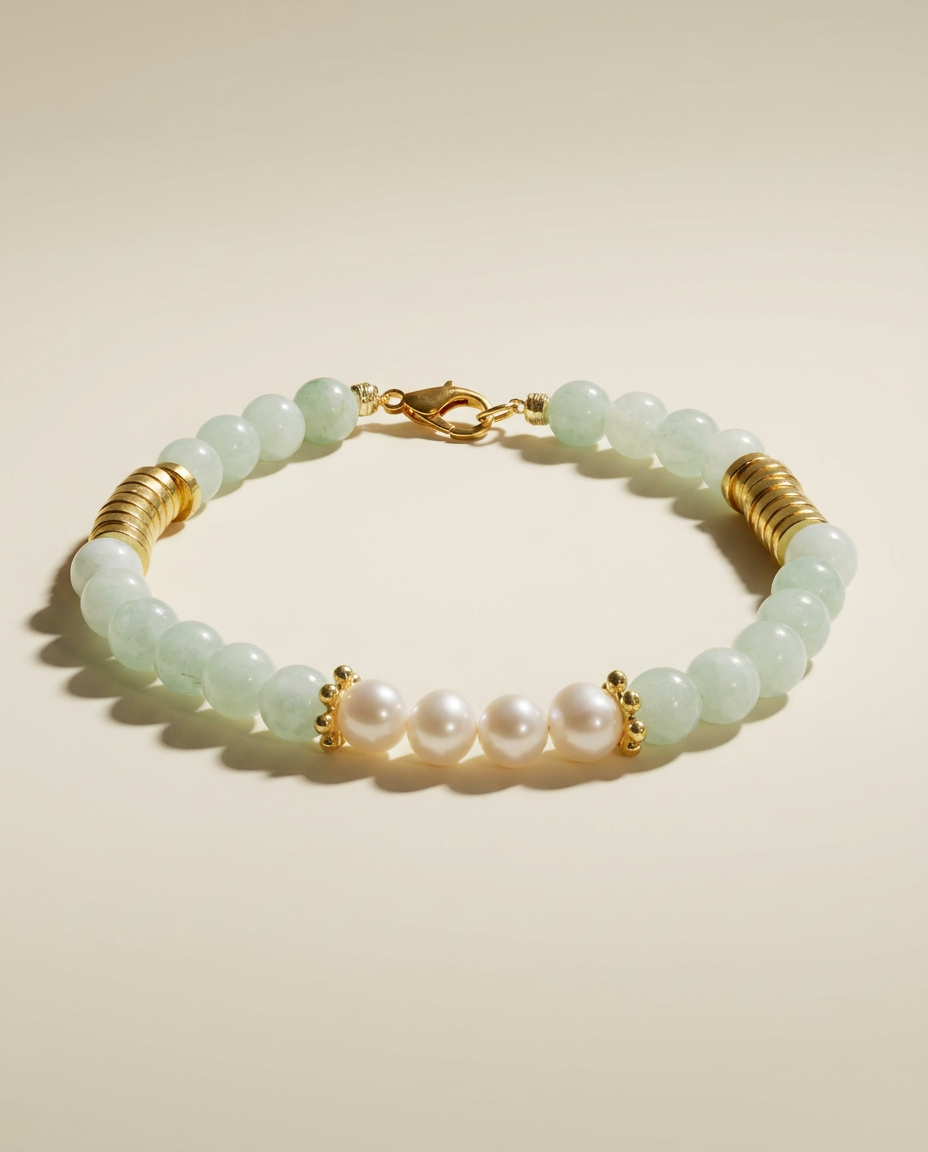 Burmese Jade and Pearl Bracelet