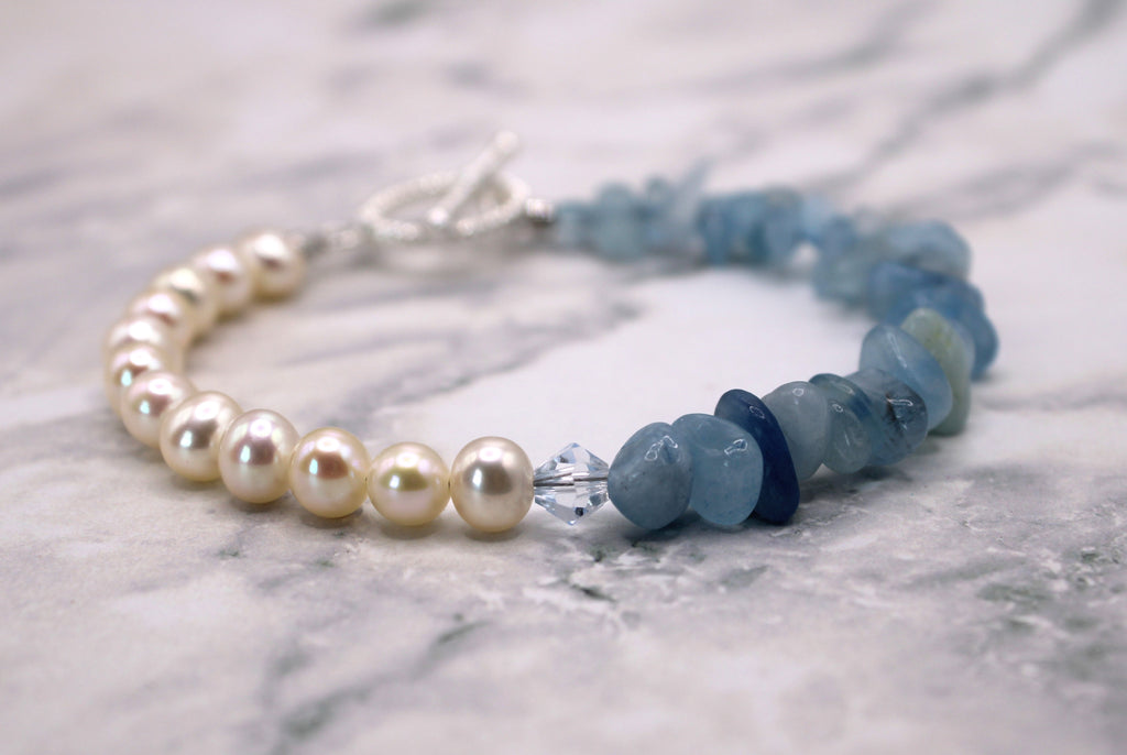 Aquamarine and Pearl Bracelet