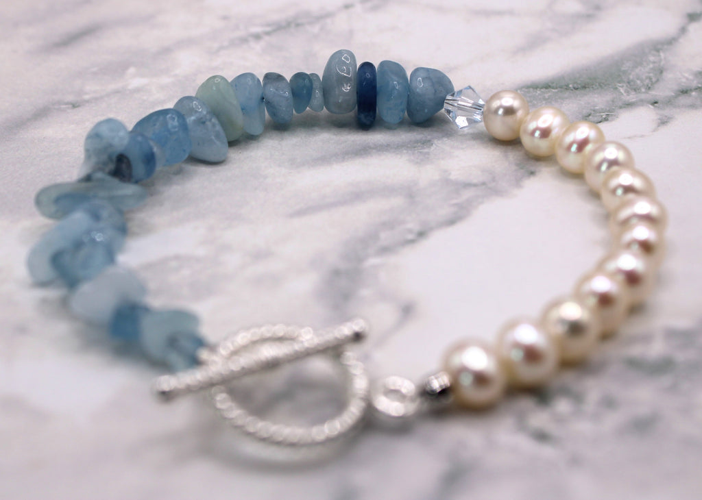 Aquamarine and Pearl Bracelet