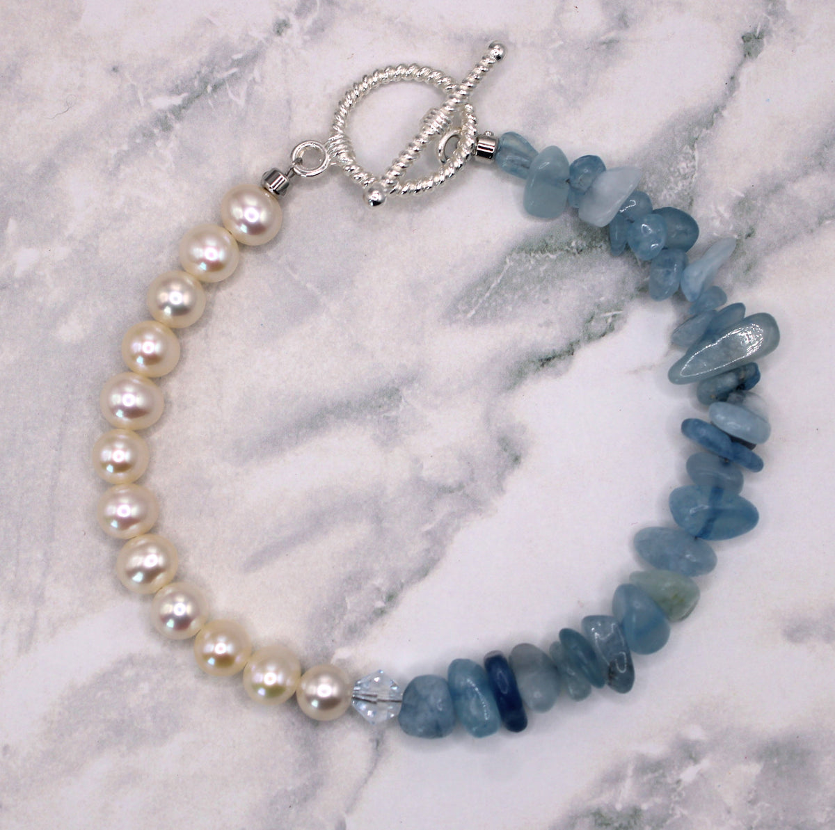 Aquamarine and Pearl Bracelet