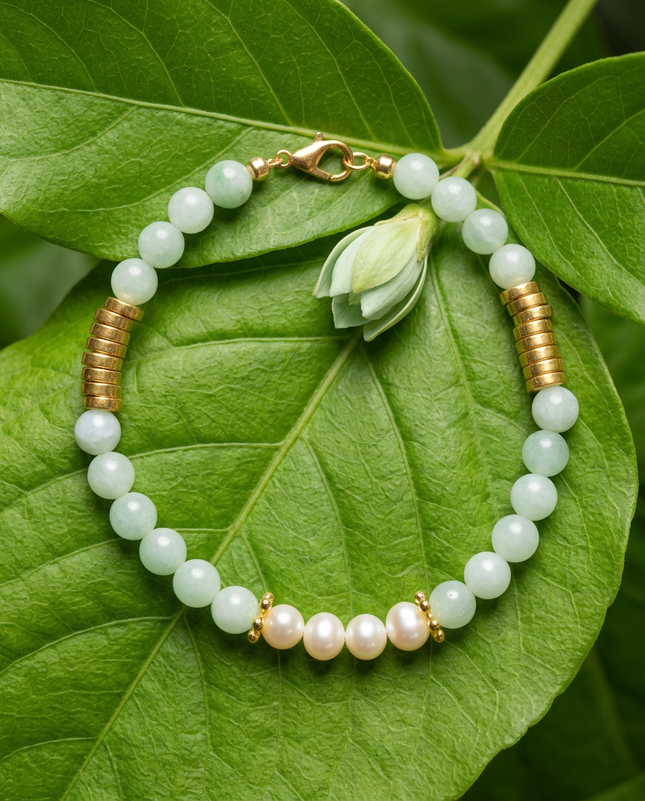 Burmese Jade and Pearl Bracelet