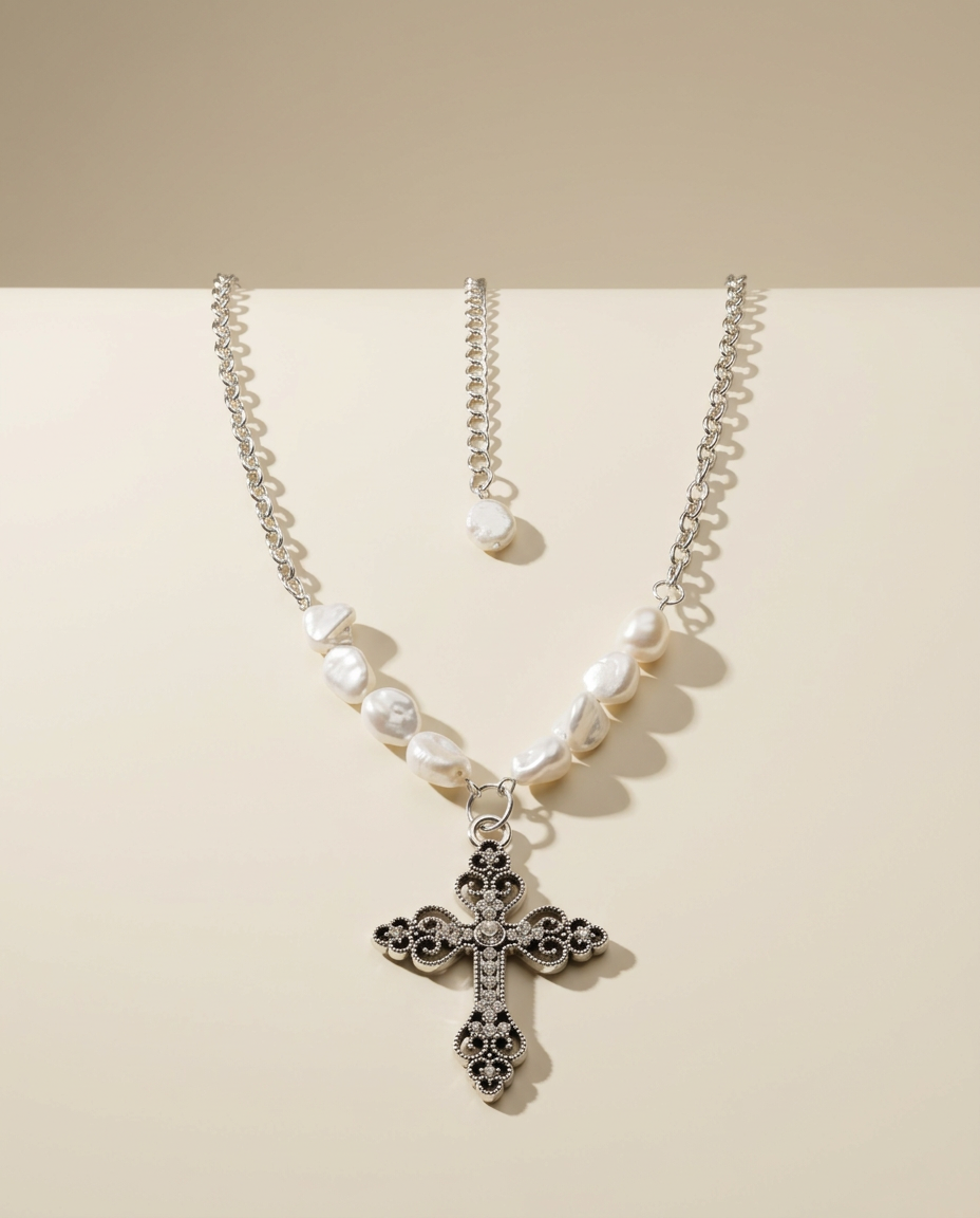 Faithful Baroque Pearl Cross Pendant