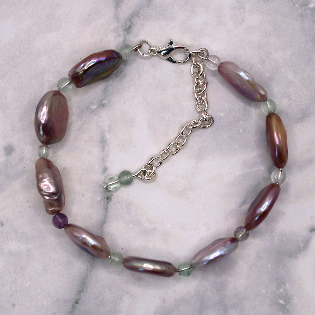 Shimmering Lavender Coin Pearl Necklace Set