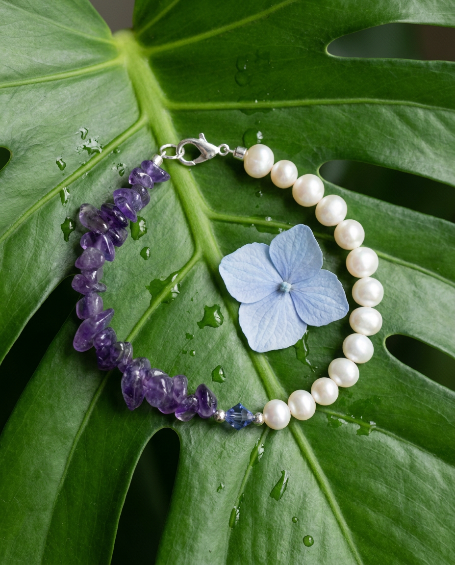 Amethyst and Pearl Bracelet