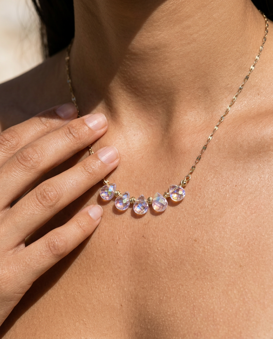 Pink Pear Crystal Pendant