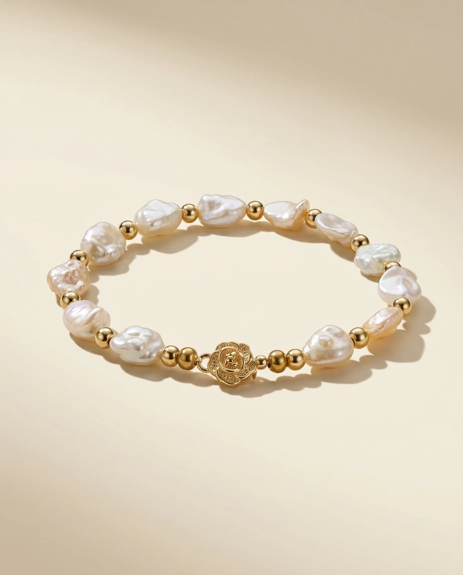 Sunset Keshi Pearl Necklace and Bracelet Set