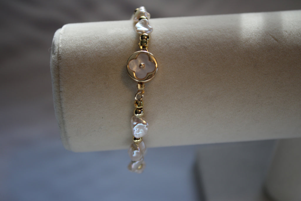 White Keshi Pearl Bracelet