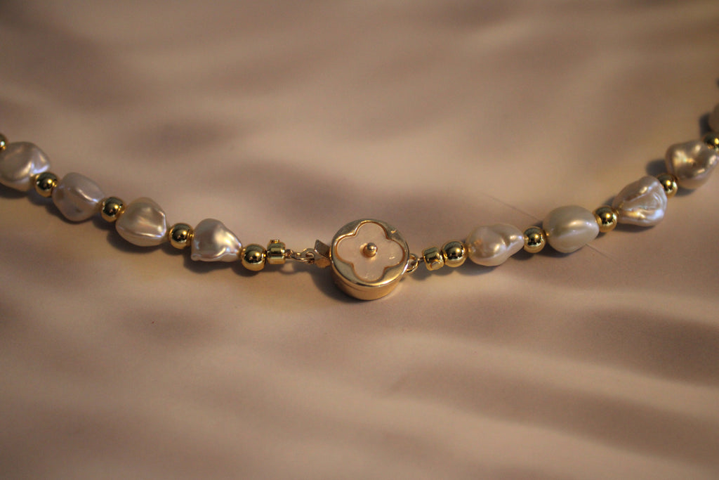 White Keshi Pearl Necklace