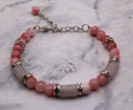 Pink Quartz and Jade Bracelet