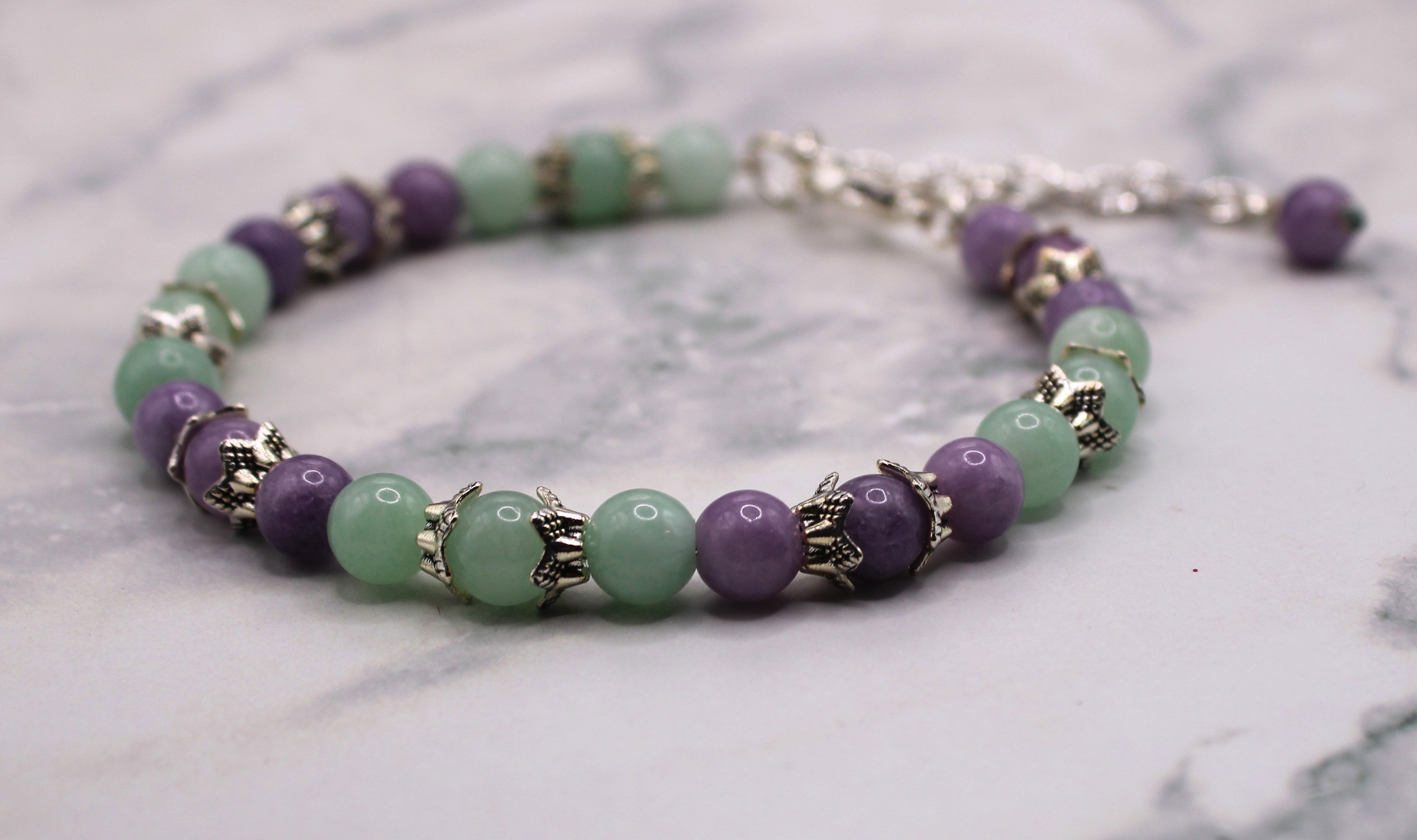 Burmese Jade and Lepidolite Bracelet