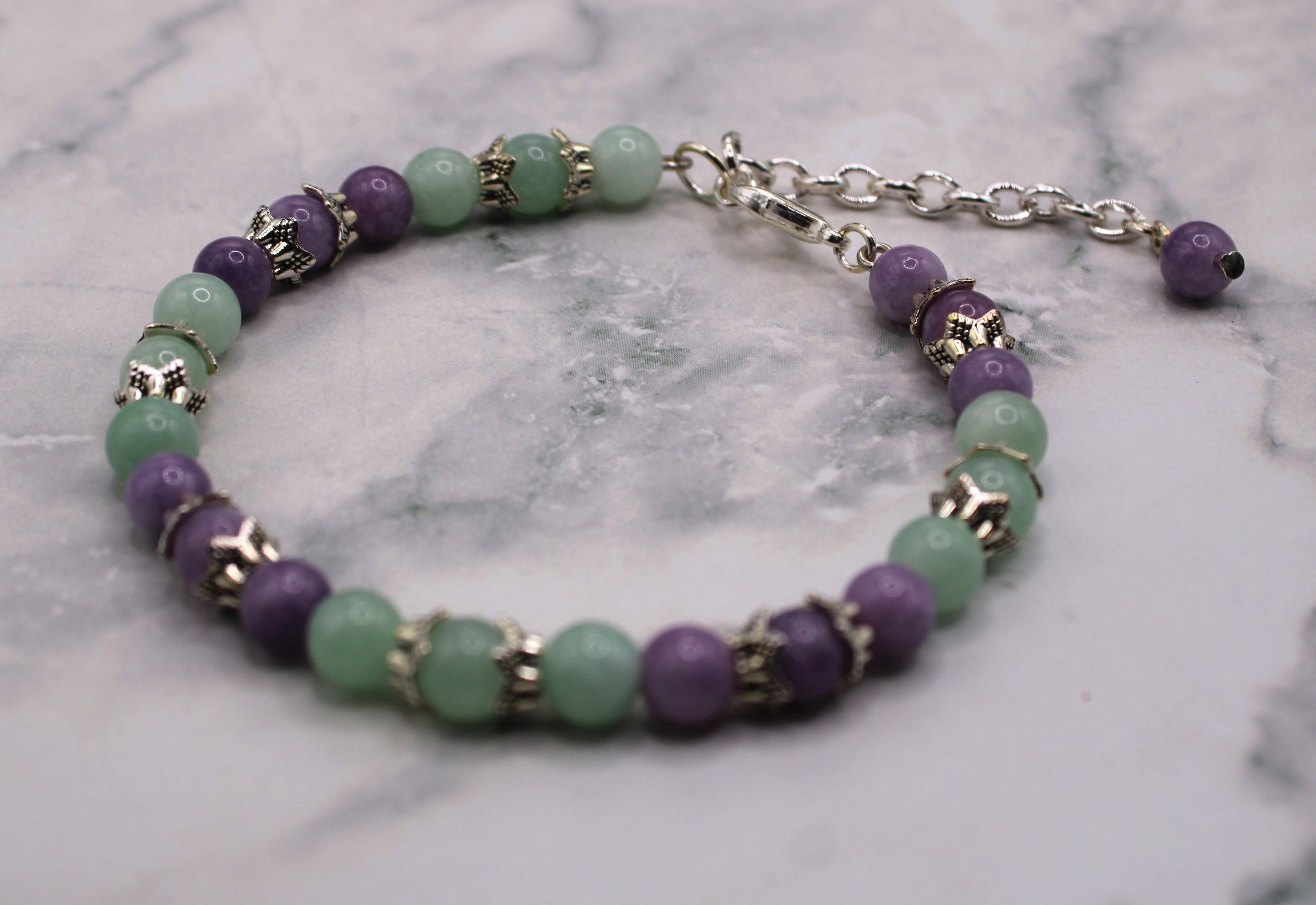 Burmese Jade and Lepidolite Bracelet