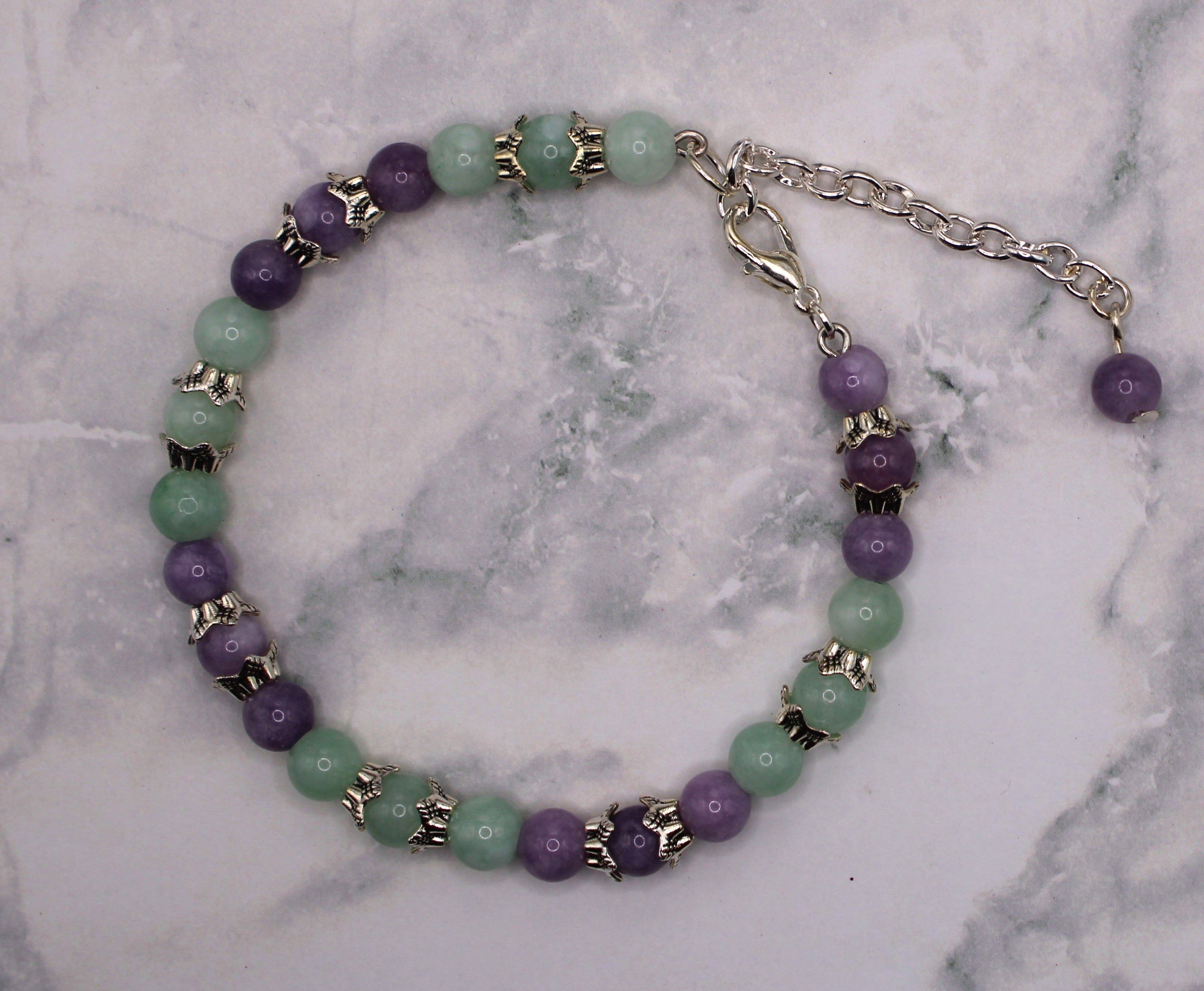 Burmese Jade and Lepidolite Bracelet