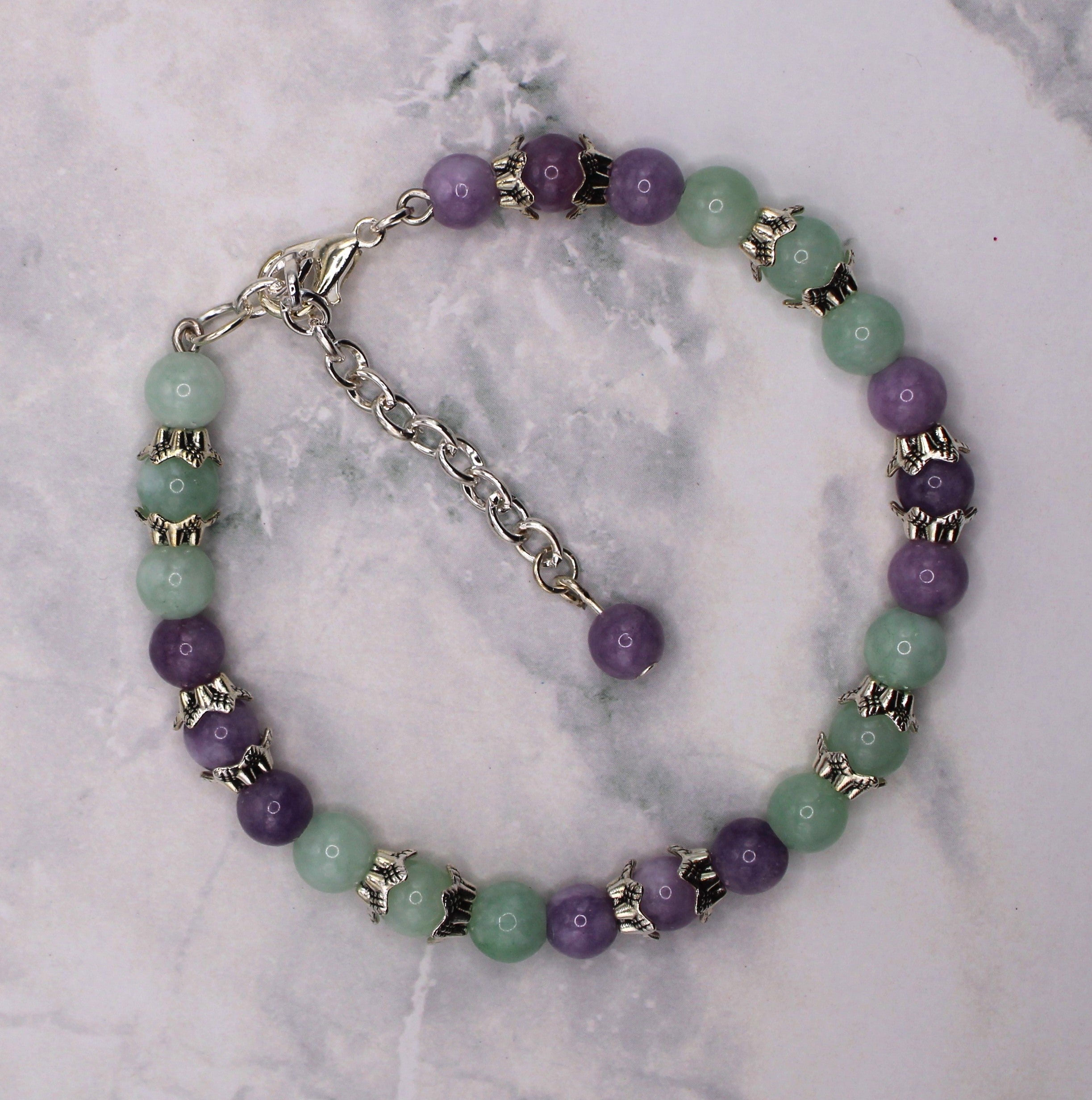 Burmese Jade and Lepidolite Bracelet