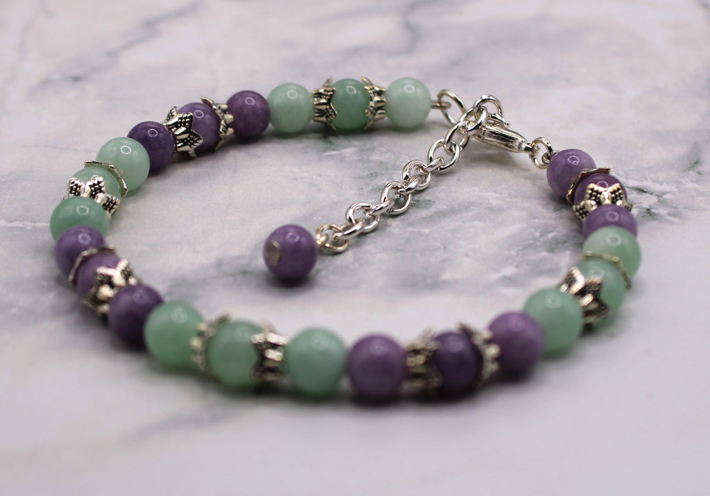 Burmese Jade and Lepidolite Bracelet
