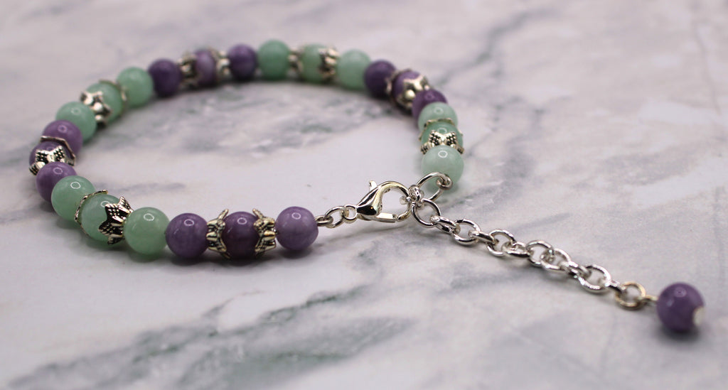 Burmese Jade and Lepidolite Bracelet