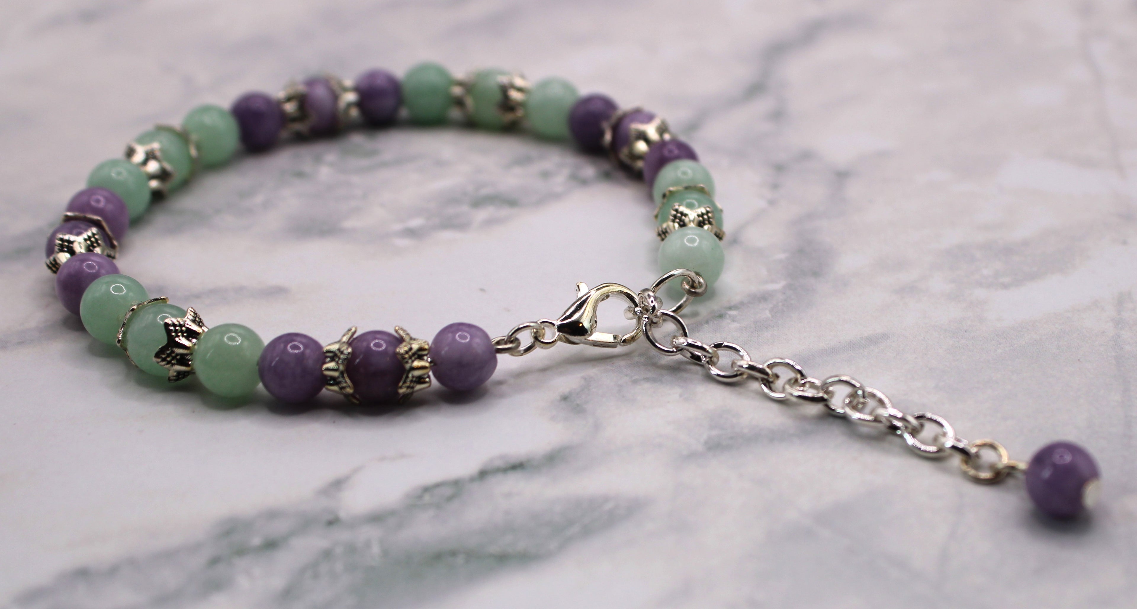 Burmese Jade and Lepidolite Bracelet