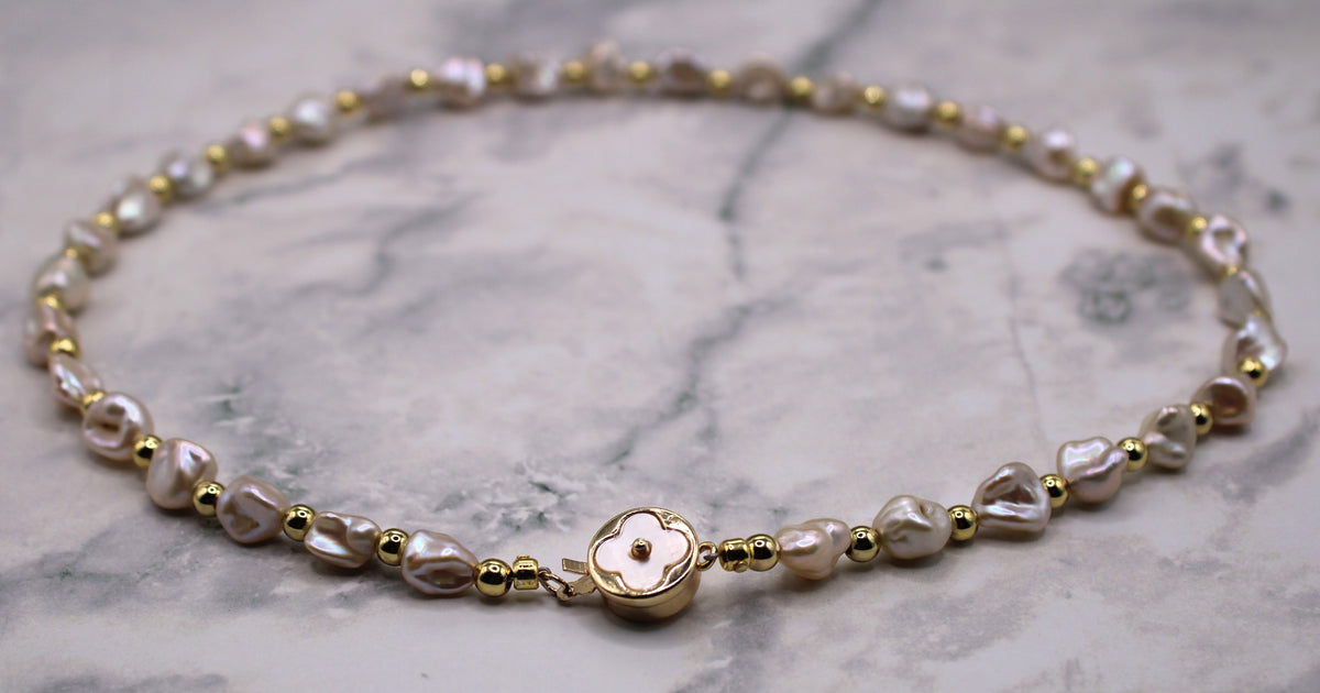White Keshi Pearl Necklace