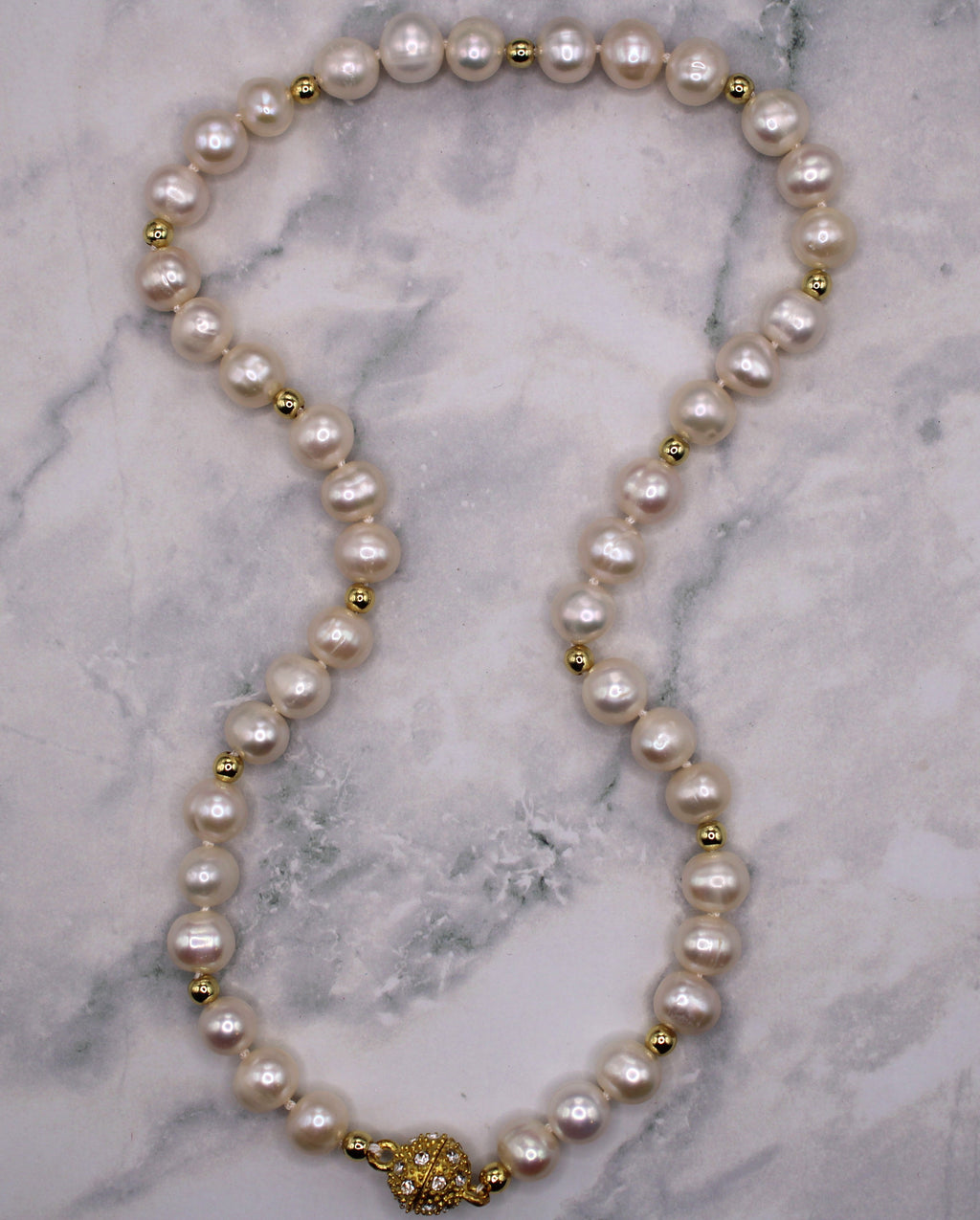 Gold and White Pearl Necklace