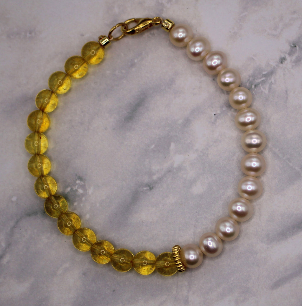 Freshwater Pearl and Citrine Bracelet