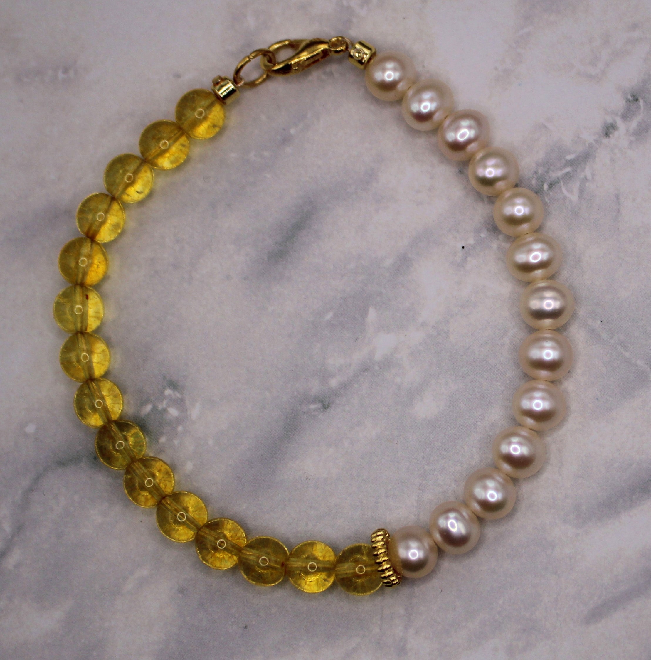 Freshwater Pearl and Citrine Bracelet