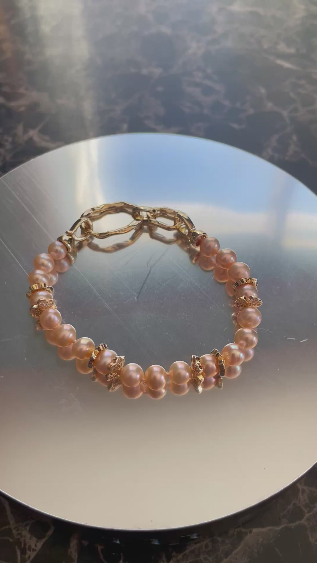 Pink and Gold Freshwater Pearl Bracelet